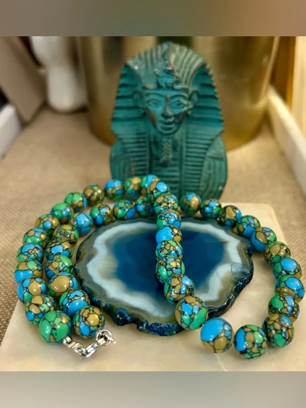 Sea Sediment Jasper Round Beaded Necklace w/Sterling Clasp - Picture 9 of 17